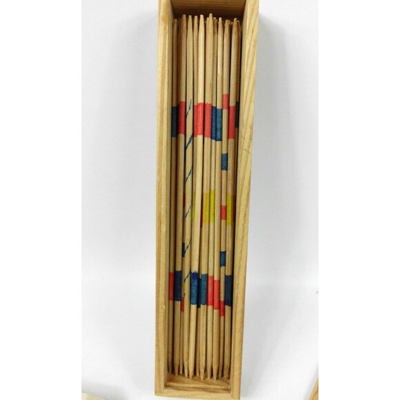 Vintage Mikado Spiel Wood Pick Up Sticks Game with Wooden Box & Instructions - Picture 4 of 4